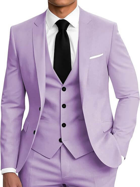 Men's Slim Fit Three-Piece Suit – Smart Casual Cotton Blend in 12 Colours - All you Need
