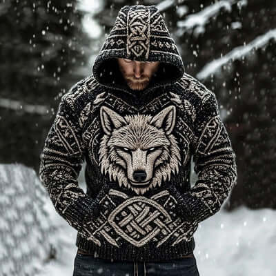 Men's Loose Animal Print Fleece Hoodie | All you Need - All you Need