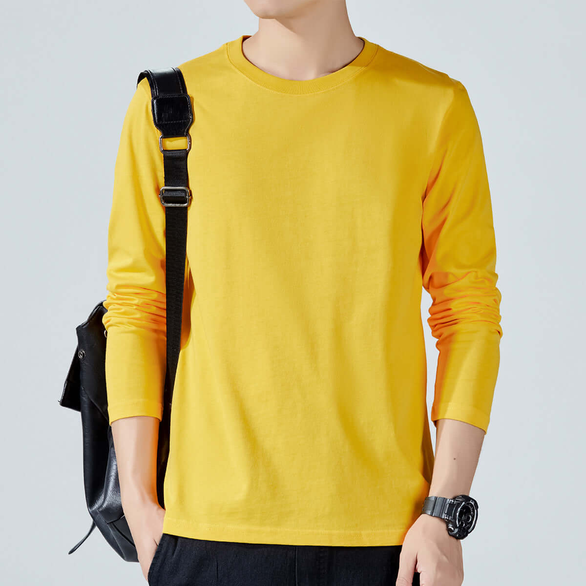 Men's Slim Fit Cotton Long Sleeve T-Shirt – Korean Style in 10 Colours - All you Need