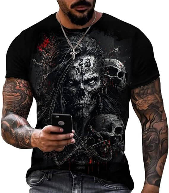 Printed Short Sleeve Skull Head - All you Need