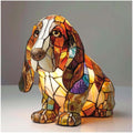 Cute dog lamp decoration with colorful stained glass design, perfect for home decor and soft night lighting.