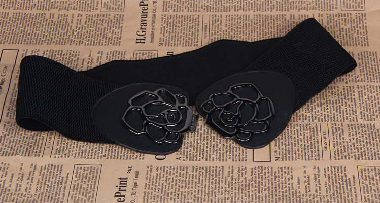 Slim women's waist belt featuring floral design, perfect for dresses, coats, and stylish outfits.