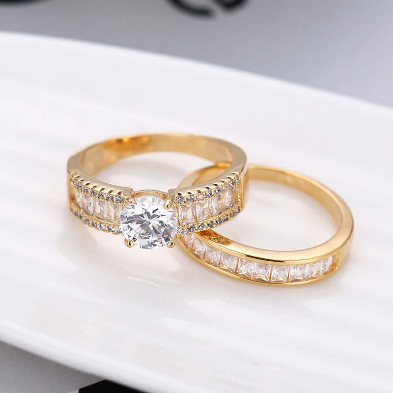 Elegant diamond rings fashion collection in gold with stunning geometric design and sparkling accents.
