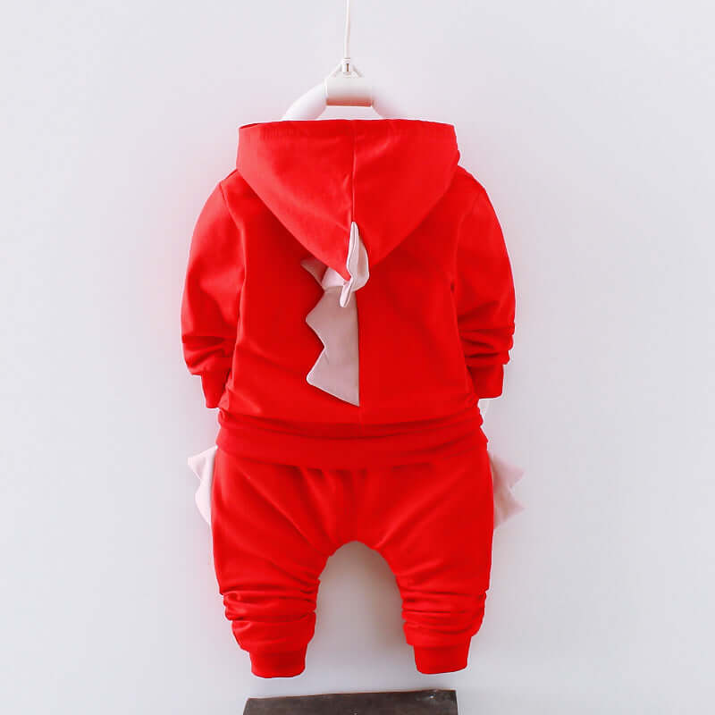Cotton children's clothing featuring a red hoodie and pants set for kids, perfect for casual and comfortable wear.