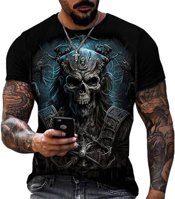Printed Short Sleeve Skull Head - All you Need
