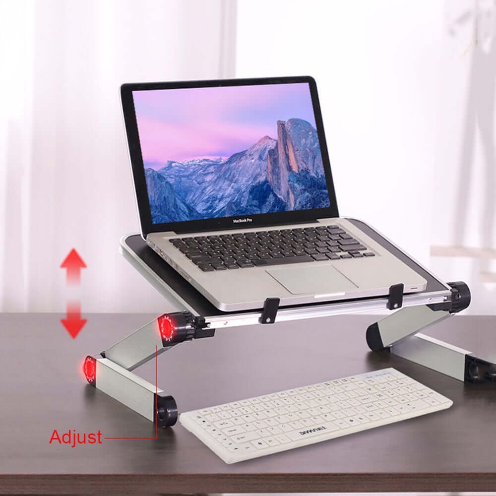 Foldable Aluminium Laptop Stand – 360° Adjustable Height Desk Tray for Bed, Sofa & Office