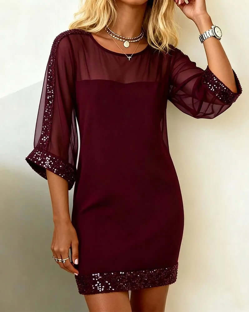 Womens Mesh Sequin Bodycon Dress - All you Need
