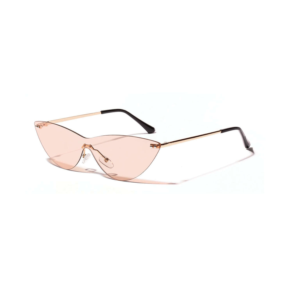 Classic UV protection sunglasses with a stylish cat-eye design and light pink lenses.