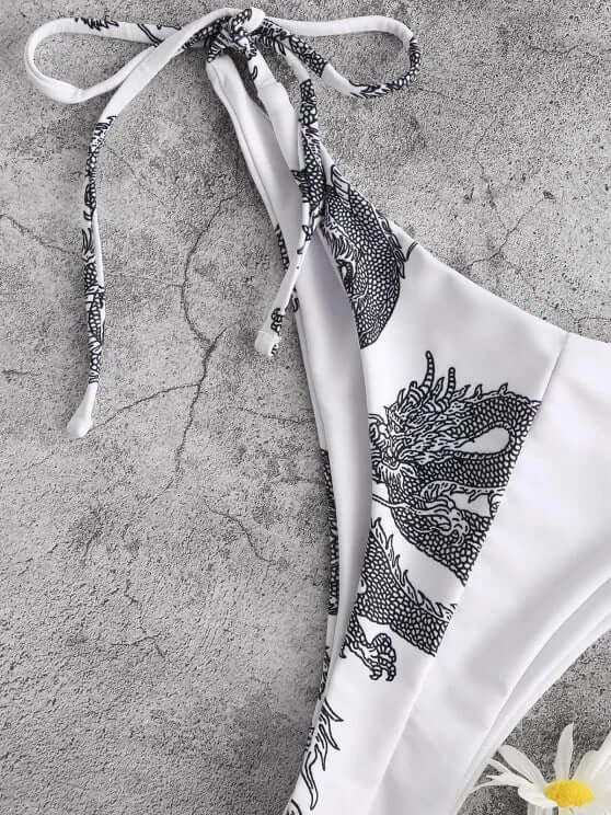 Sexy printed bikini featuring a stylish dragon design on premium polyester fabric.