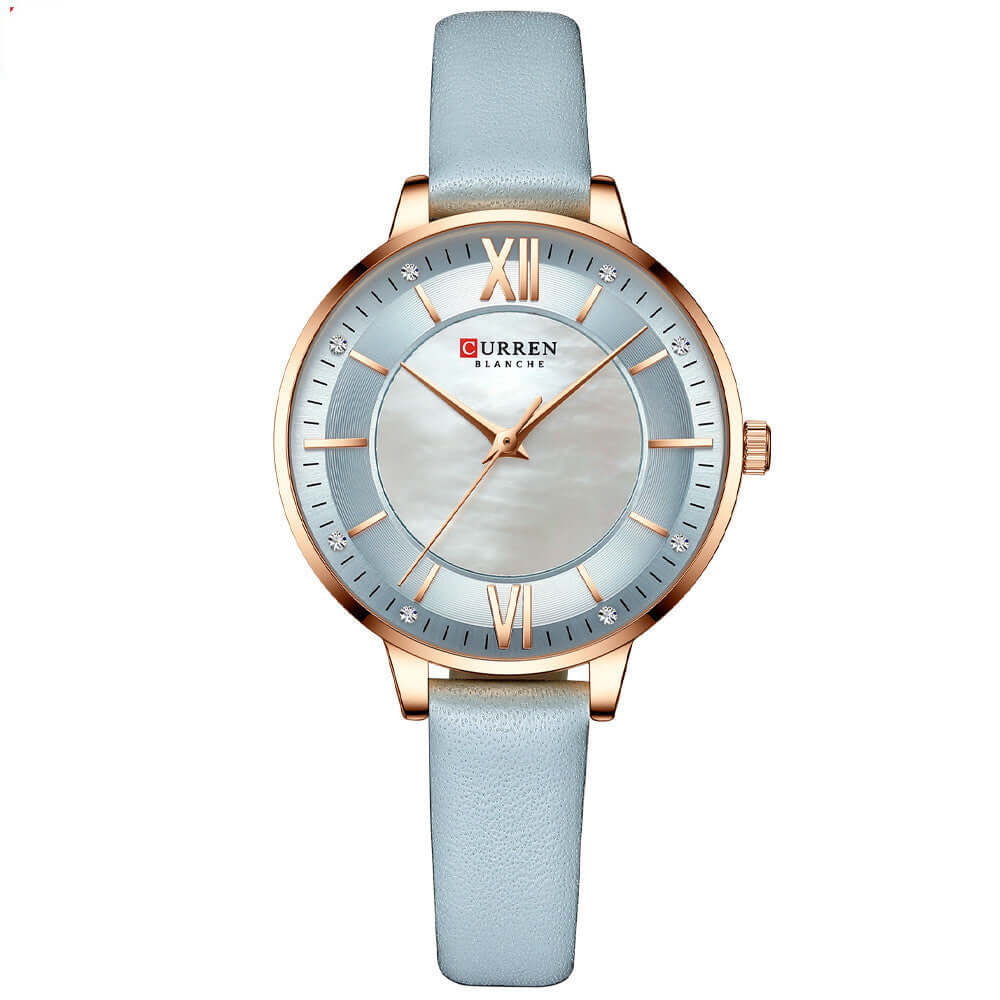 Ladies leisure belt watch in light blue with elegant design, perfect for daily wear and gifting - elegant casual wristwatch.