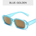 Stylish UV protection frame sunglasses in blue-golden color offering chic style and eye protection.