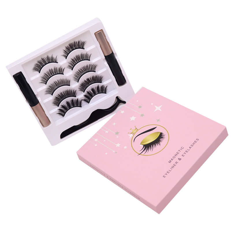 Magnetic False Eyelashes with Eyeliner – No Glue, Waterproof, 5-Magnet Hold (5 Pairs) - All you Need