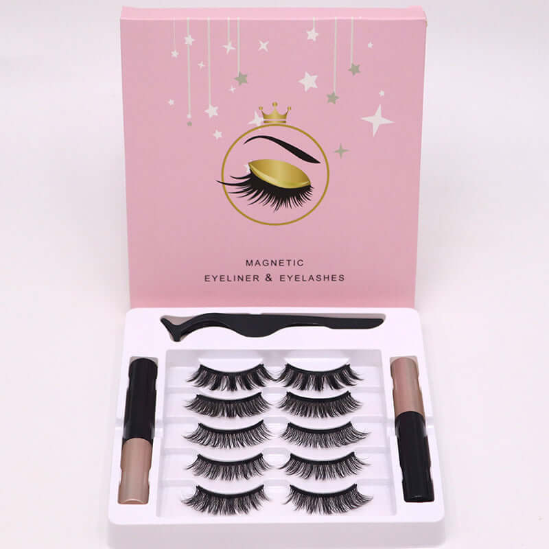 Magnetic False Eyelashes with Eyeliner – No Glue, Waterproof, 5-Magnet Hold (5 Pairs) - All you Need