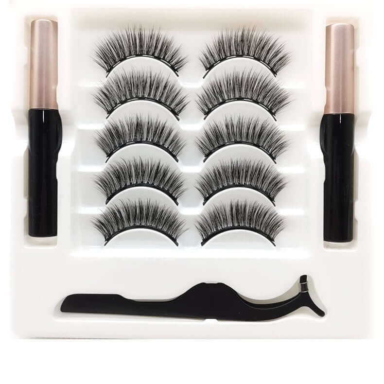 Magnetic False Eyelashes with Eyeliner – No Glue, Waterproof, 5-Magnet Hold (5 Pairs) - All you Need