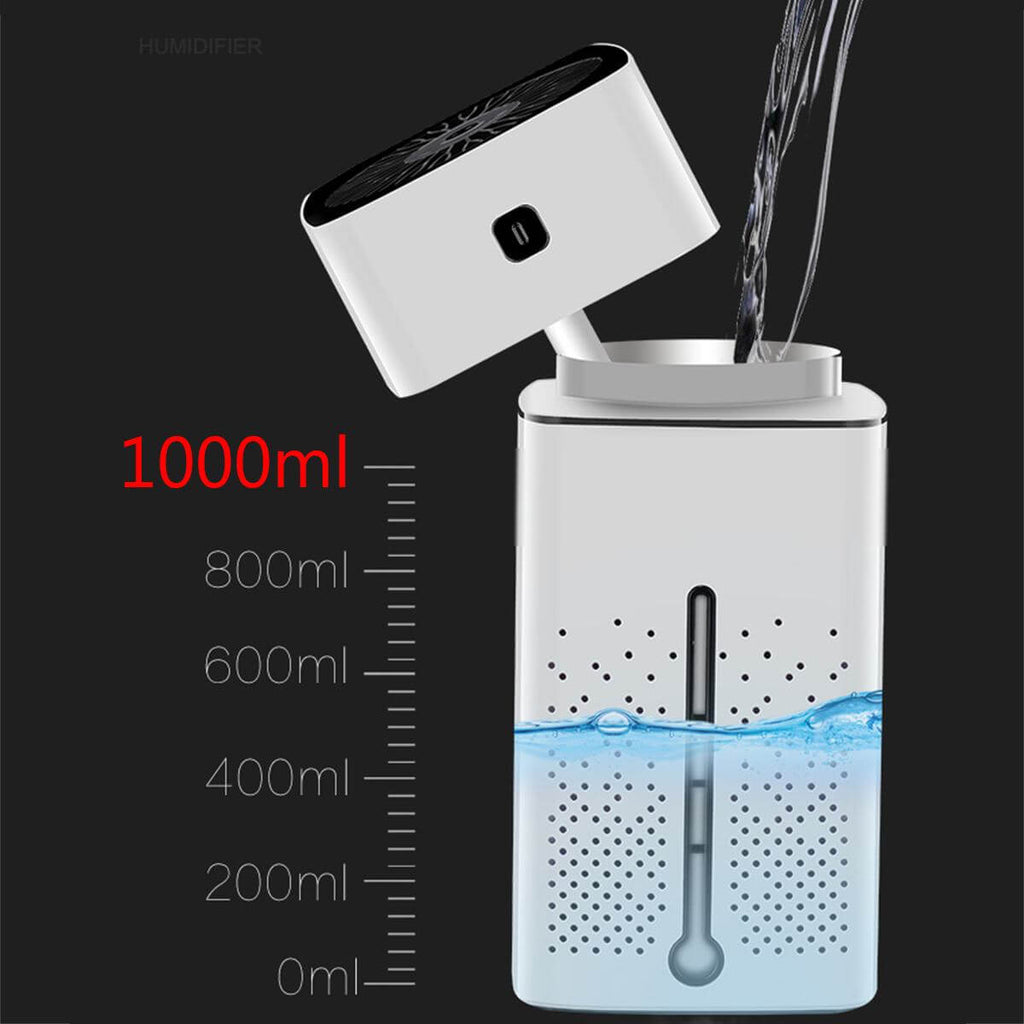 USB Mini Air Humidifier & Purifier – 7-Colour LED Night Light with Essential Oil Diffuser (1L) - All you Need