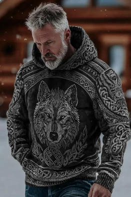 Men's Loose Animal Print Fleece Hoodie | All you Need - All you Need