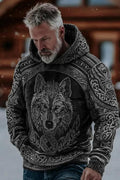Men's Loose Animal Print Fleece Hoodie | All you Need - All you Need