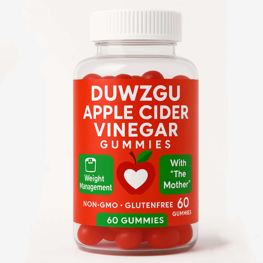 Apple cider vinegar gummies for digestive health in a clear bottle with red label and soft candy texture.