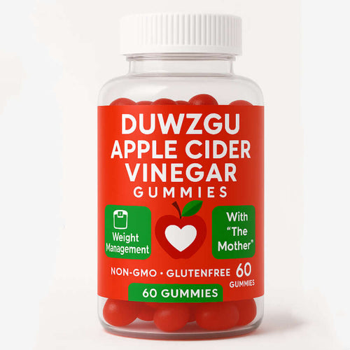 Apple cider vinegar gummies for digestive health in a clear bottle with red label and soft candy texture.