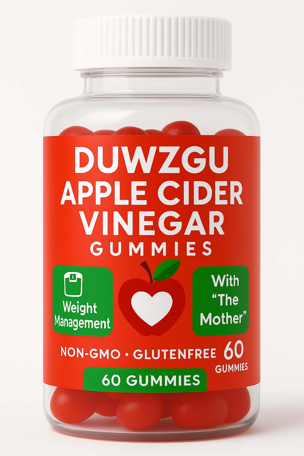 Apple cider vinegar gummies for digestive health in a bottle, promoting weight management and wellness with 60 gummies.