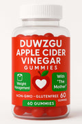 Bottle of apple cider vinegar gummies for digestive health, supporting metabolism and wellness, 60 gummies.