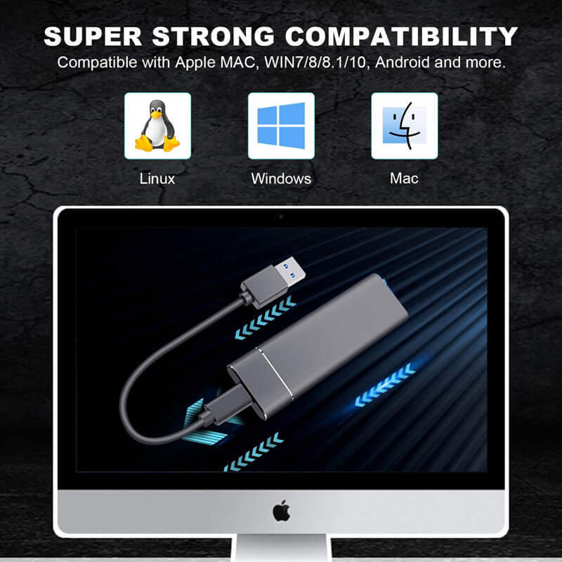 High-speed solid state drive with strong compatibility for Windows, Mac, Linux, and other systems.
