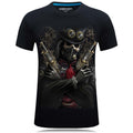 3D graphic t-shirt featuring a stylish design with a character holding guns on a black background.
