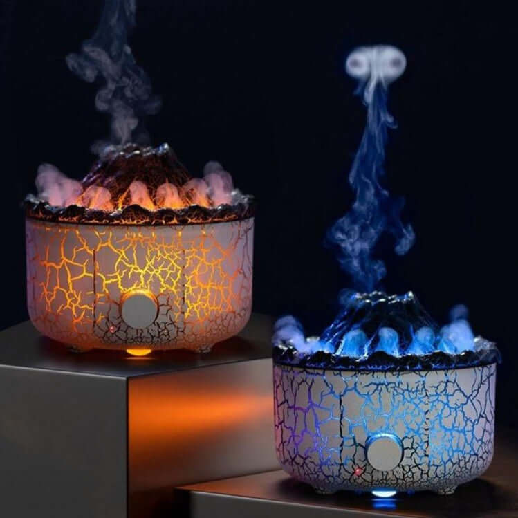 Volcano Humidifier & Aromatherapy Diffuser – LED Flame Effect with Remote Control (0.5–1L) - All you Need
