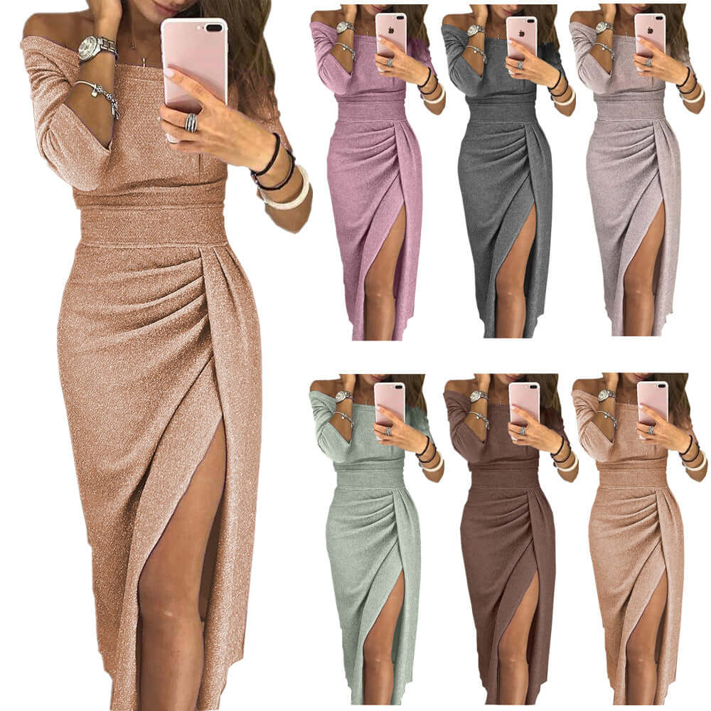 Elegant women's midi skirt in various colors with flowing fabric and stylish slit, perfect for any occasion.