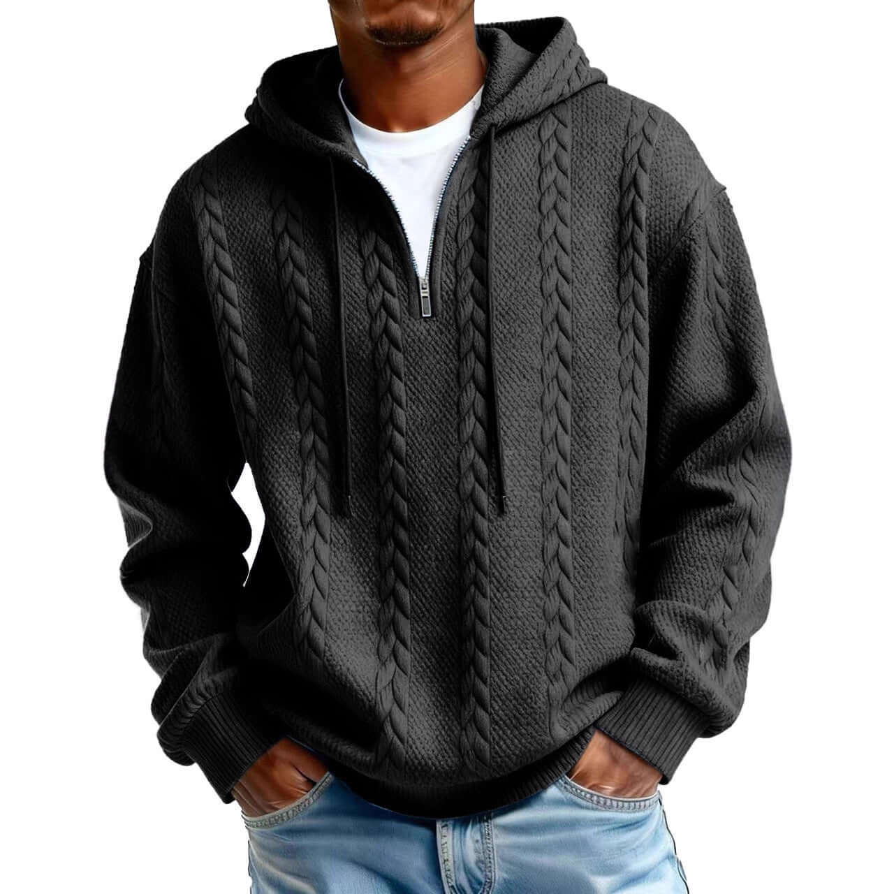 Men's Zip-Up Hooded Sweatshirt – Polyester Pullover Hoodie in Multiple Colours - All you Need