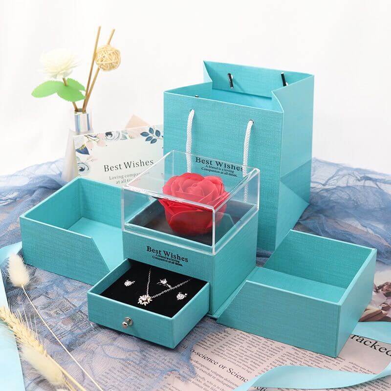 Rose Petal Jewellery Gift Box – Elegant Cardboard Presentation Box for Accessories - All you Need