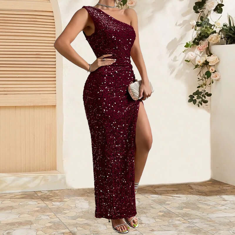 Sexy Sequined Shoulder Sleeping Beauty Dress - All you Need