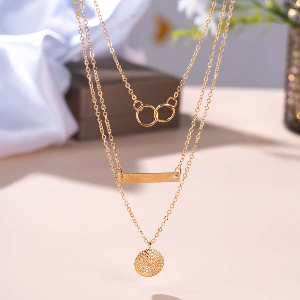 Minimalist Geometric Pendant Necklace – Electroplated Iron Chain in Gold & White Gold for Women - All you Need