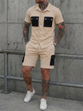 Men's Short Sleeve Sport Suit – Polyester Shirt & Shorts Set in 4 Colours - All you Need