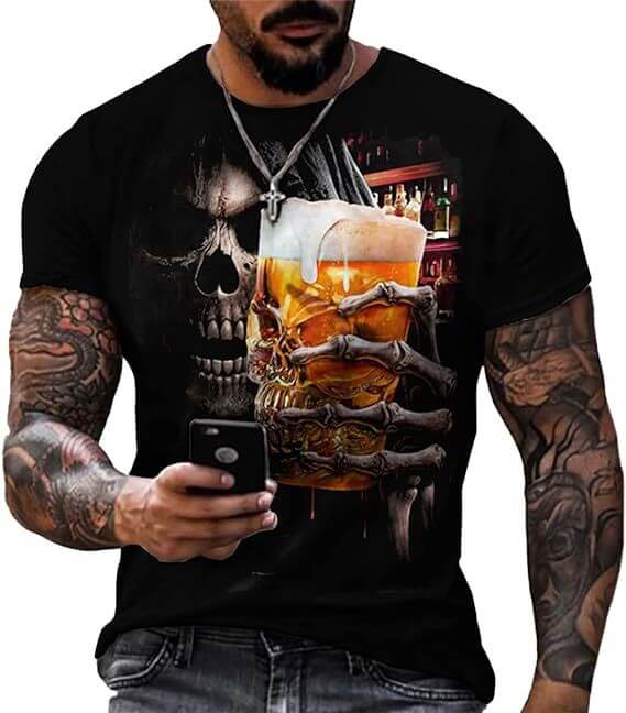 Printed Short Sleeve Skull Head - All you Need