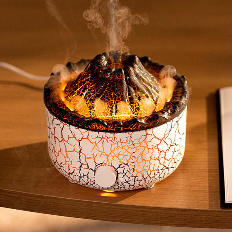Volcano Humidifier & Aromatherapy Diffuser – LED Flame Effect with Remote Control (0.5–1L) - All you Need