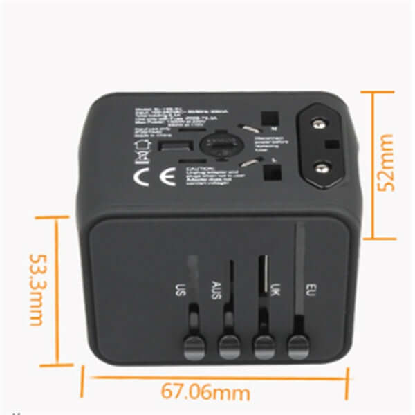 Multi-function power socket adapter with multiple outlets and compact design for home, office, and travel use.