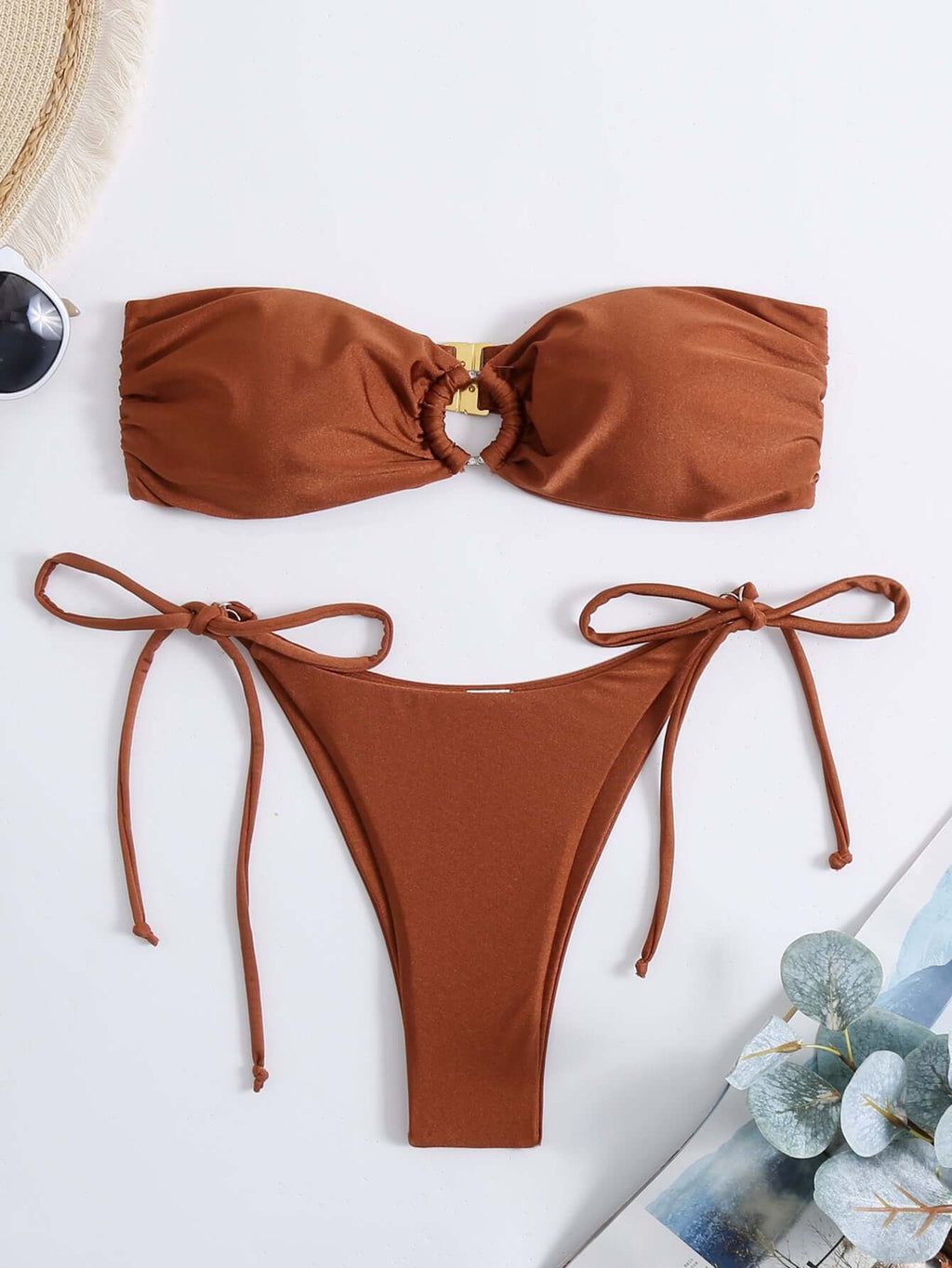 Bandeau Bikini Set – Strapless High-Stretch Swimwear with Ring Detail - All you Need