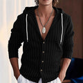 Men's Slim Fit Striped Linen Hooded Cardigan – Long Sleeve in 5 Colours - All you Need