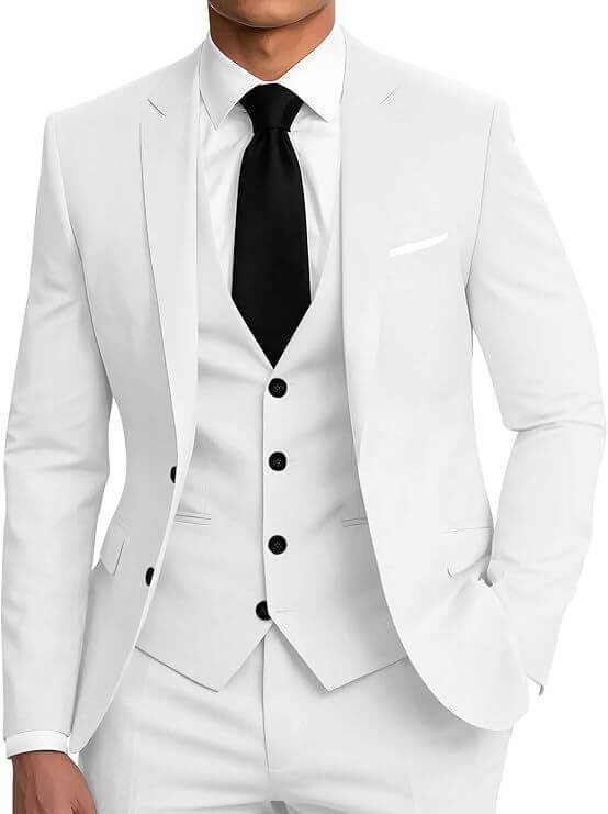 Men's Slim Fit Three-Piece Suit – Smart Casual Cotton Blend in 12 Colours - All you Need