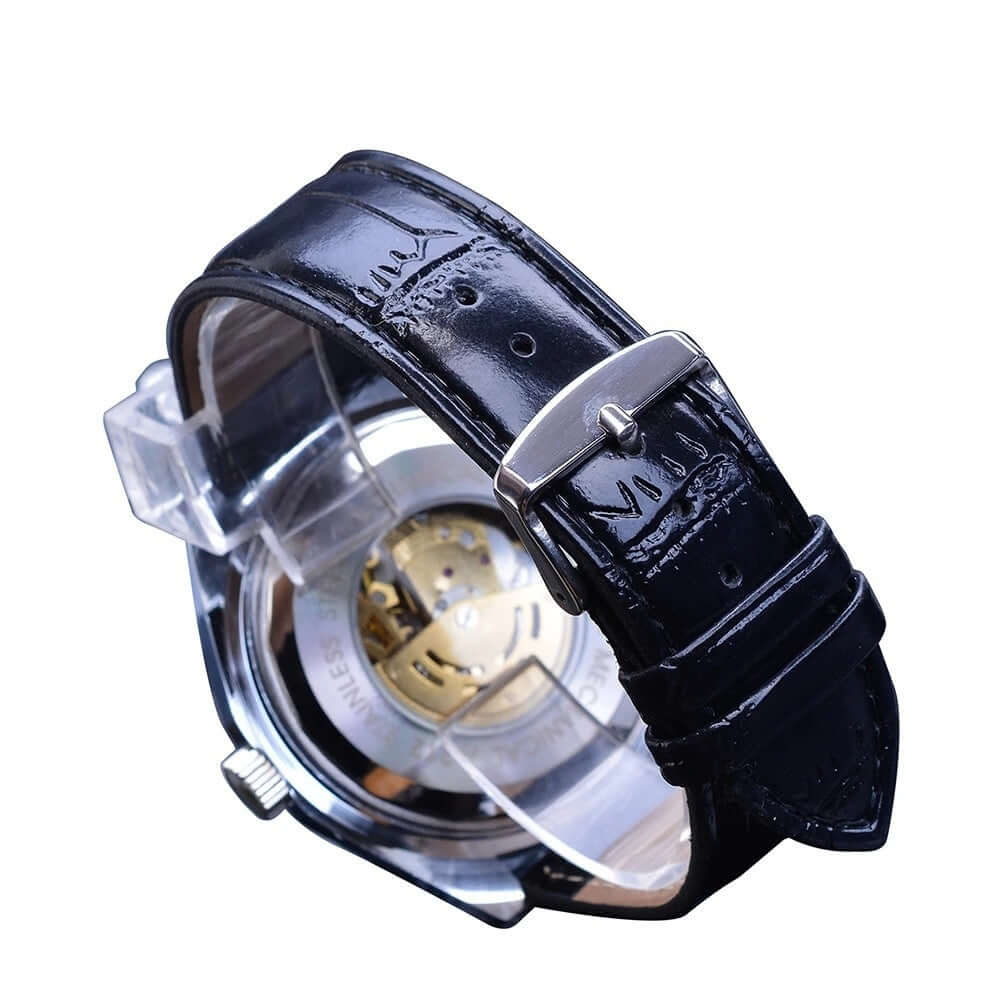 Fashionable Automatic Mechanical Watch – Black & White Dial, 16mm