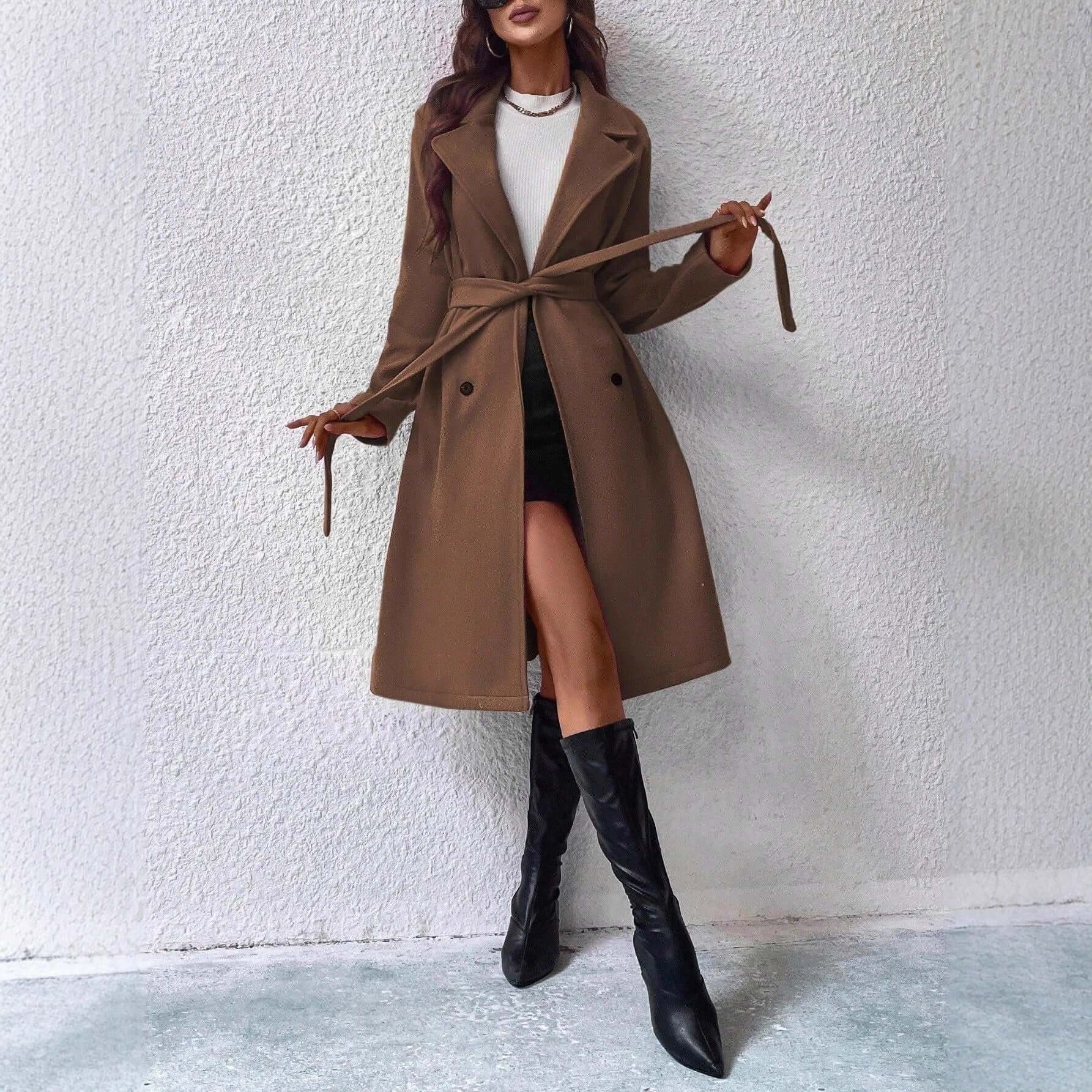 Belted Coat – Elegant Women's Outerwear with Waist-Defining Belt