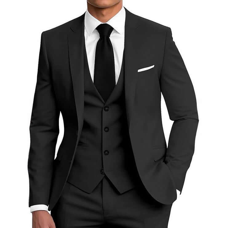 Men's Slim Fit Three-Piece Suit – Smart Casual Cotton Blend in 12 Colours - All you Need
