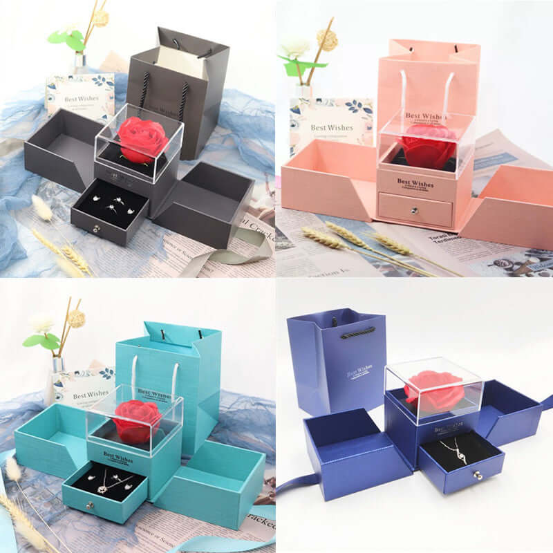 Rose Petal Jewellery Gift Box – Elegant Cardboard Presentation Box for Accessories - All you Need