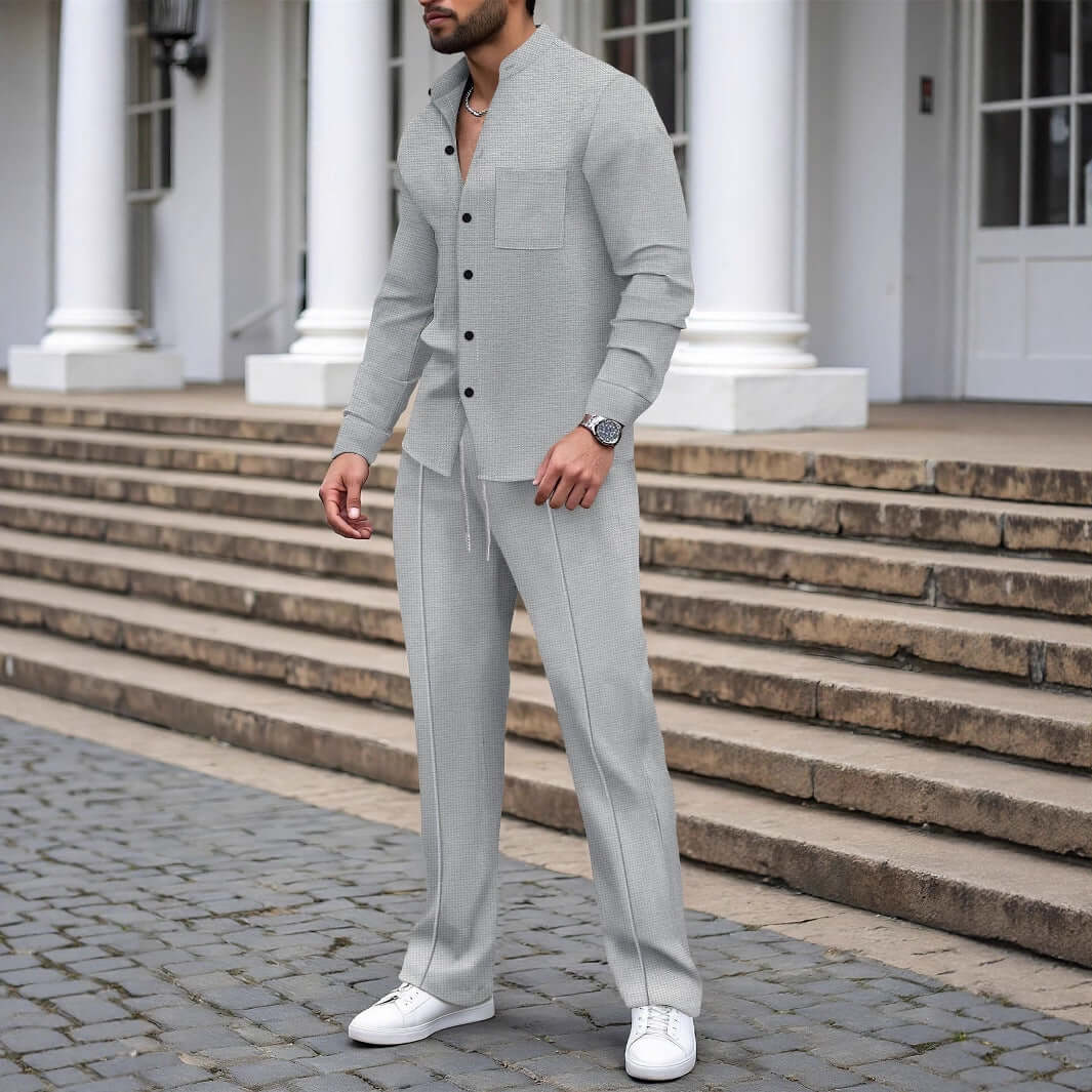 Refined Casual T-Shirt & Trousers Set|6 Colours All you Need - All you Need