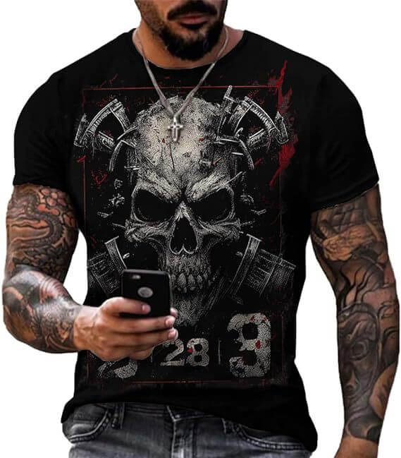 Printed Short Sleeve Skull Head - All you Need