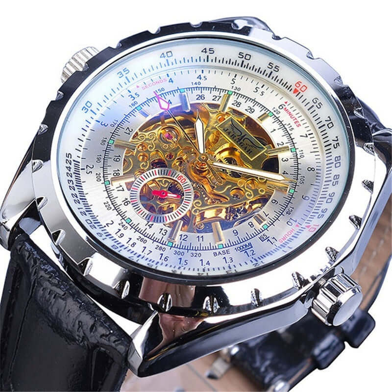 Fashionable Automatic Mechanical Watch – Black & White Dial, 16mm - All you Need