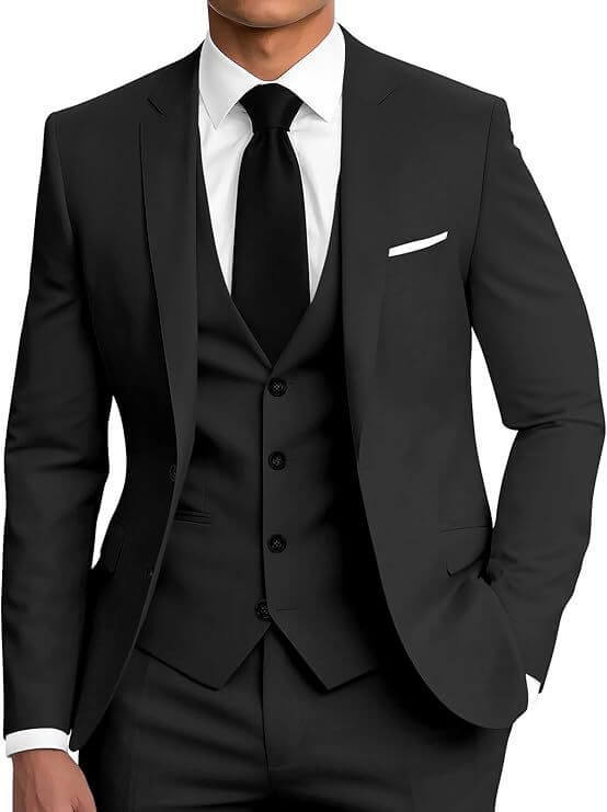Men's Slim Fit Three-Piece Suit – Smart Casual Cotton Blend in 12 Colours - All you Need