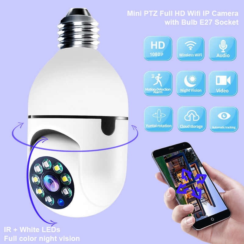 1080P WiFi Smart Security Camera – Auto-Tracking PTZ Dome with Night Vision & Alexa Support