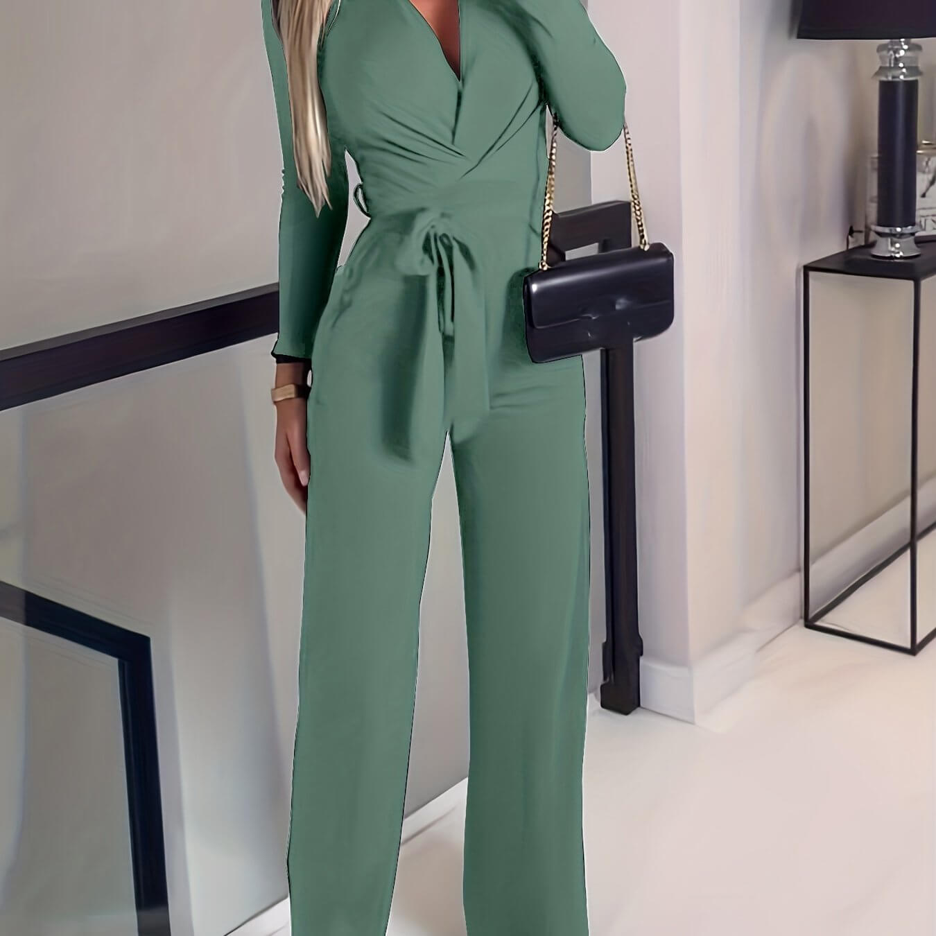 Wide Leg Belted Jumpsuit